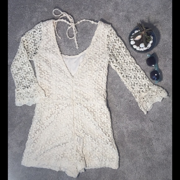 ••Donated••ark & co • Ivory Lace Romper - Picture 4 of 8